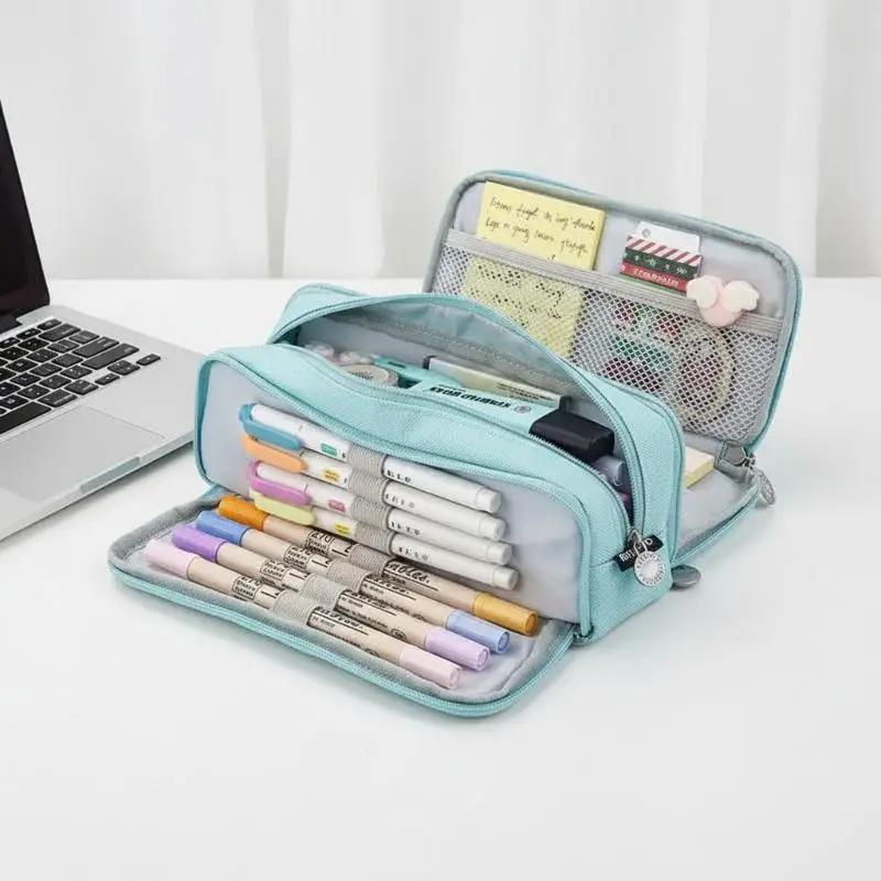 New Canvas Pencil Case Large Capacity Multiple Colors Perfect For Students School Office Daily Use