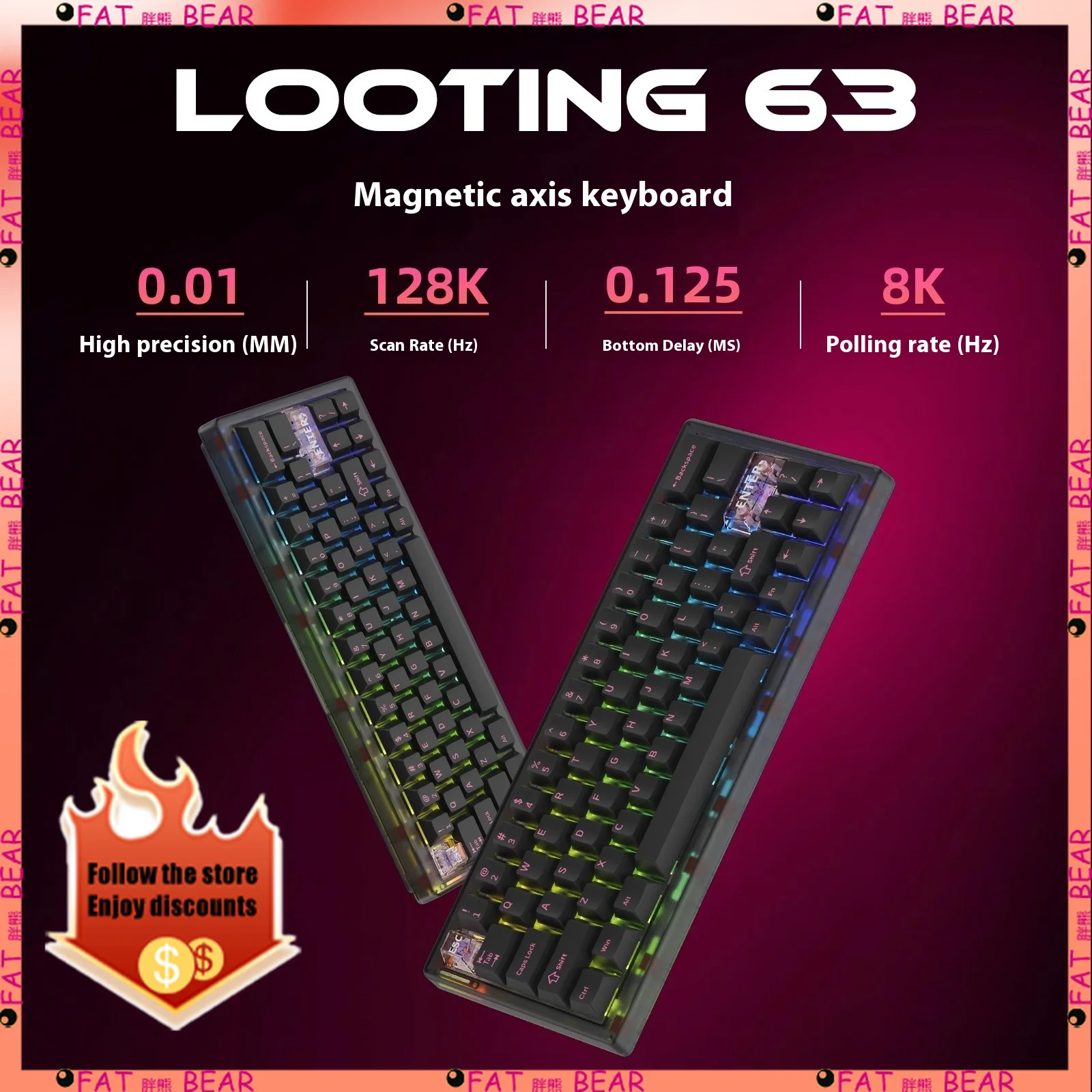 

Latenpowlooting63 Full Dengshen Series Magnetic Axis Customized RGB Mechanical Keyboard Low Latency PC Gaming Keyboard