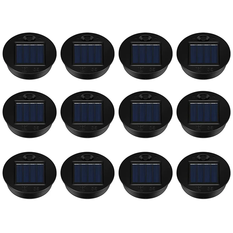 12 Pack Replacement Solar Light Parts Solar Light Replacement Tops Waterproof LED Solar Panel Lantern Lid Light Outdoor