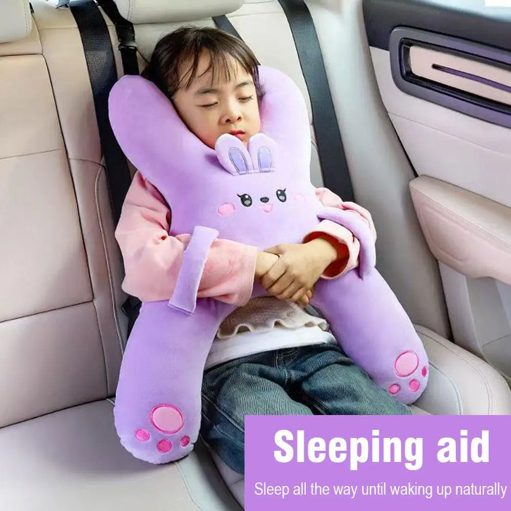 Almohada para dormir para niños montada en coche, almohada bonita de dibujos animados para coche, reposacabezas extraíble, cómodo y transpirable, soporte Lumbar, 1 ud. ﻿