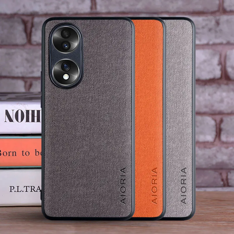 Etui na telefon Honor 70 5G coque Luksusowe tekstylne skórzane etui z miękkiego TPU funda na huawei Honor 70 etui capa
