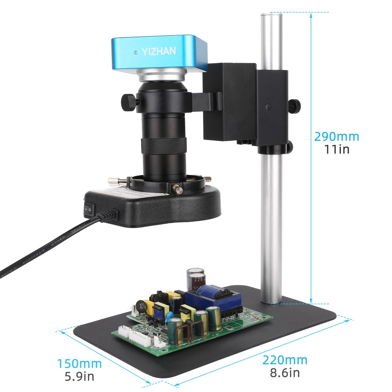 Yizhan 4K 48MP Industrial Lab Vedio microscopio 1080P HDMI USB microscopio fotocamera lente d'ingrandimento 130X C Mount Lens PCB Jewelry Repair