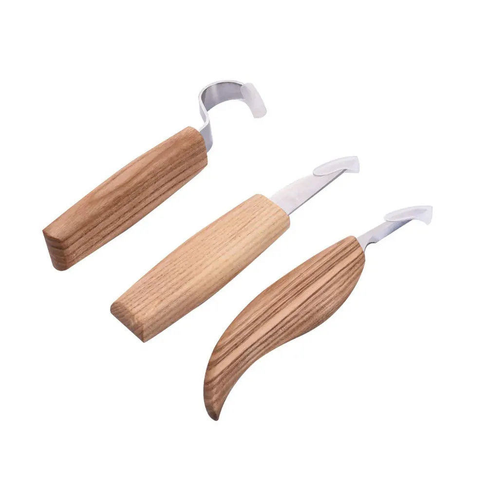 

3 pcs Wood Set Stainless Steel Tools For Diy Wooden Spoon Paring Trimming Hook Cutter Outdoor Use Craft Carving Knife Spoon