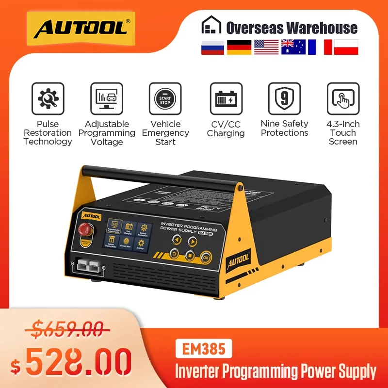 AUTOOL Programmeringsvoeding & Oplader & Starter 400A Auto Accu Reparatie Real-time Auto Regulator Voertuiggereedschap 220V EM385