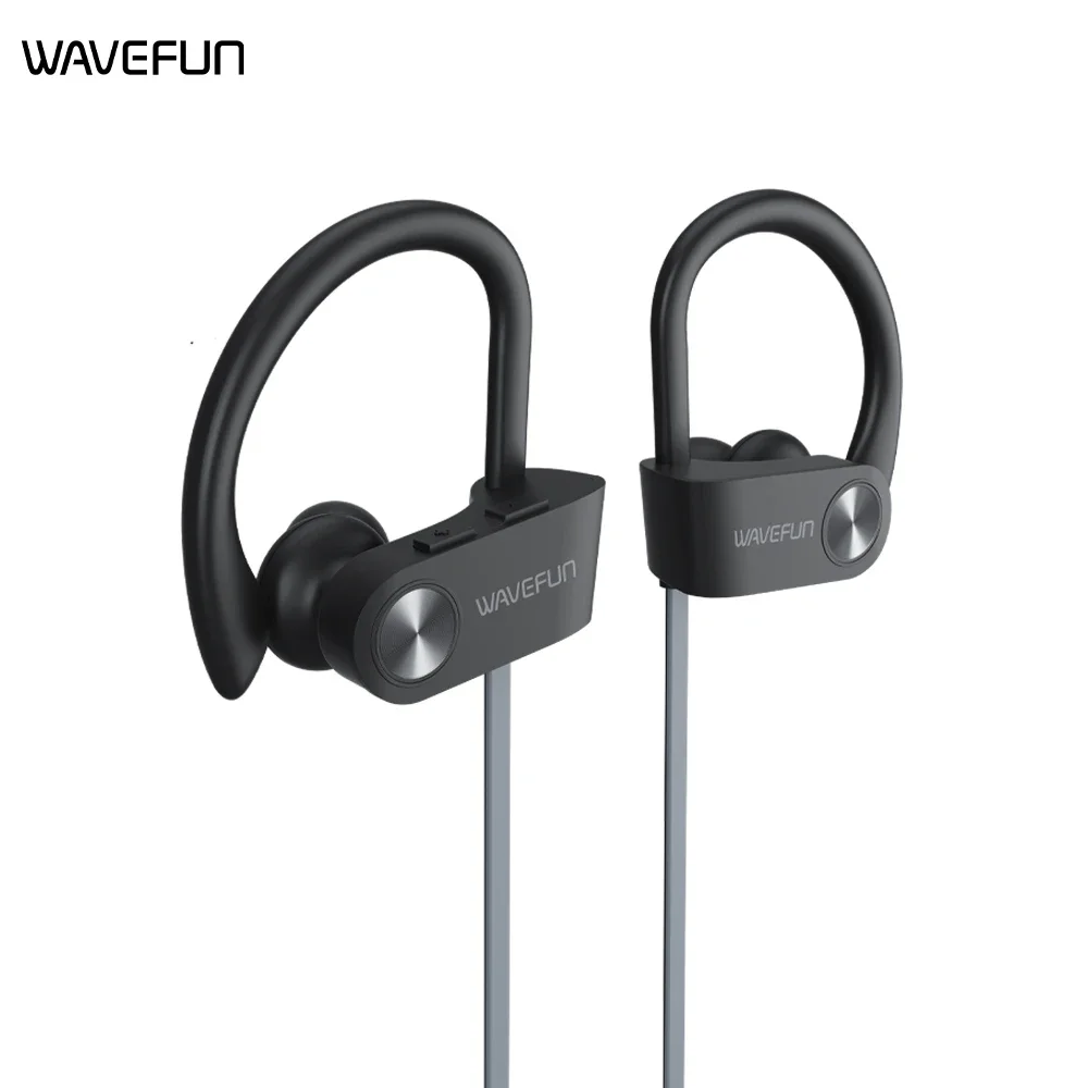 Wavefun XBuds Wireless Earphones with Ear Hook IPX7 Waterproof Super Bass Sports Headphones Music Gaming Mode with Mic