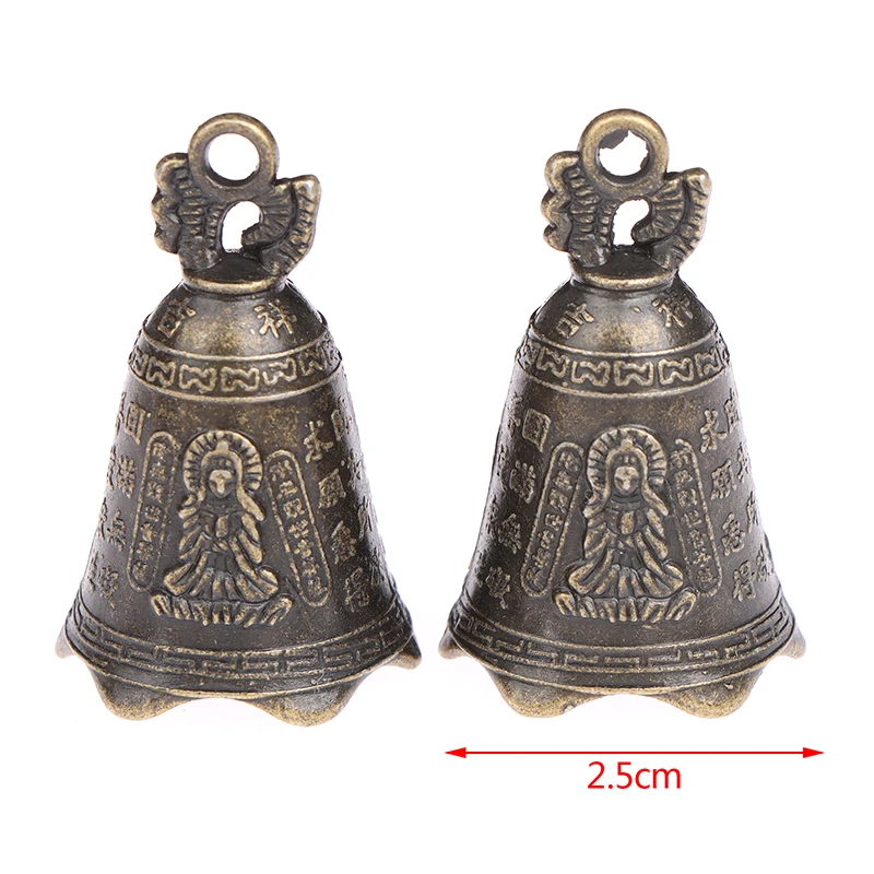 Retro Antique Bell Chinese Mini Sculpture Pray Guanyin Buddha Bell Shui Feng Bell Pendant For Home Table Decoration Gift