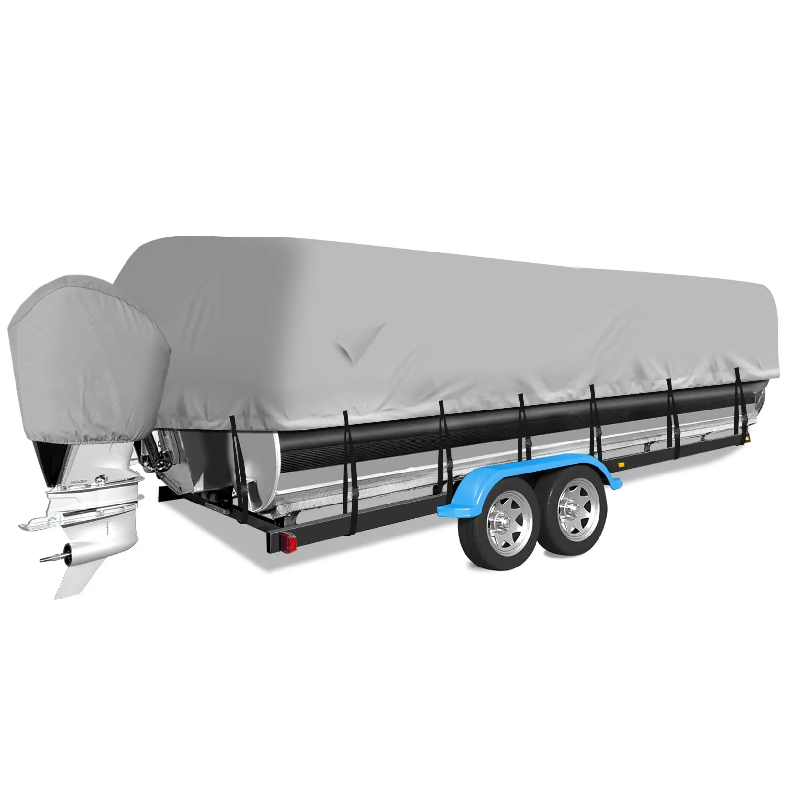 

Oxford Cloth Heavy Duty Boat Cover, 300D Waterproof Pontoon Boat Cover With Motor Cover,Marine Grade Canvas, Deck Boat Cover