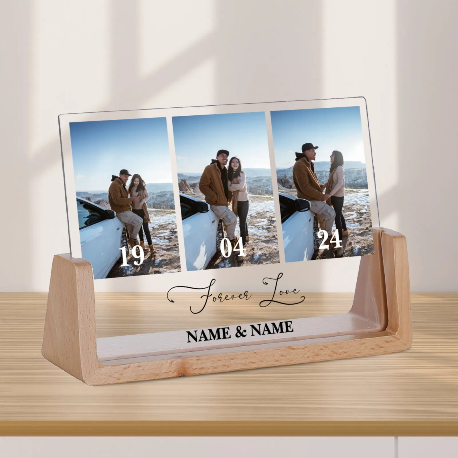 Custom Photo Collage Art Decoration Picture Frame Couple Anniversary Gift for Him Her Personalized Print Name Date Photo Frame