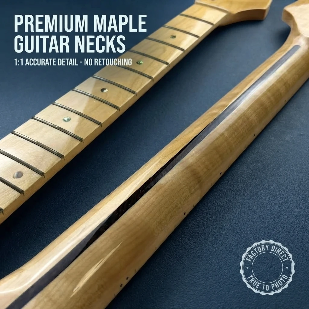 21 Frets One Piece Vintage ST Electric Guitar Neck, Bright Fingerboard, Natural Finish, Gloss, 648mm Scale, 56mm Heel Part