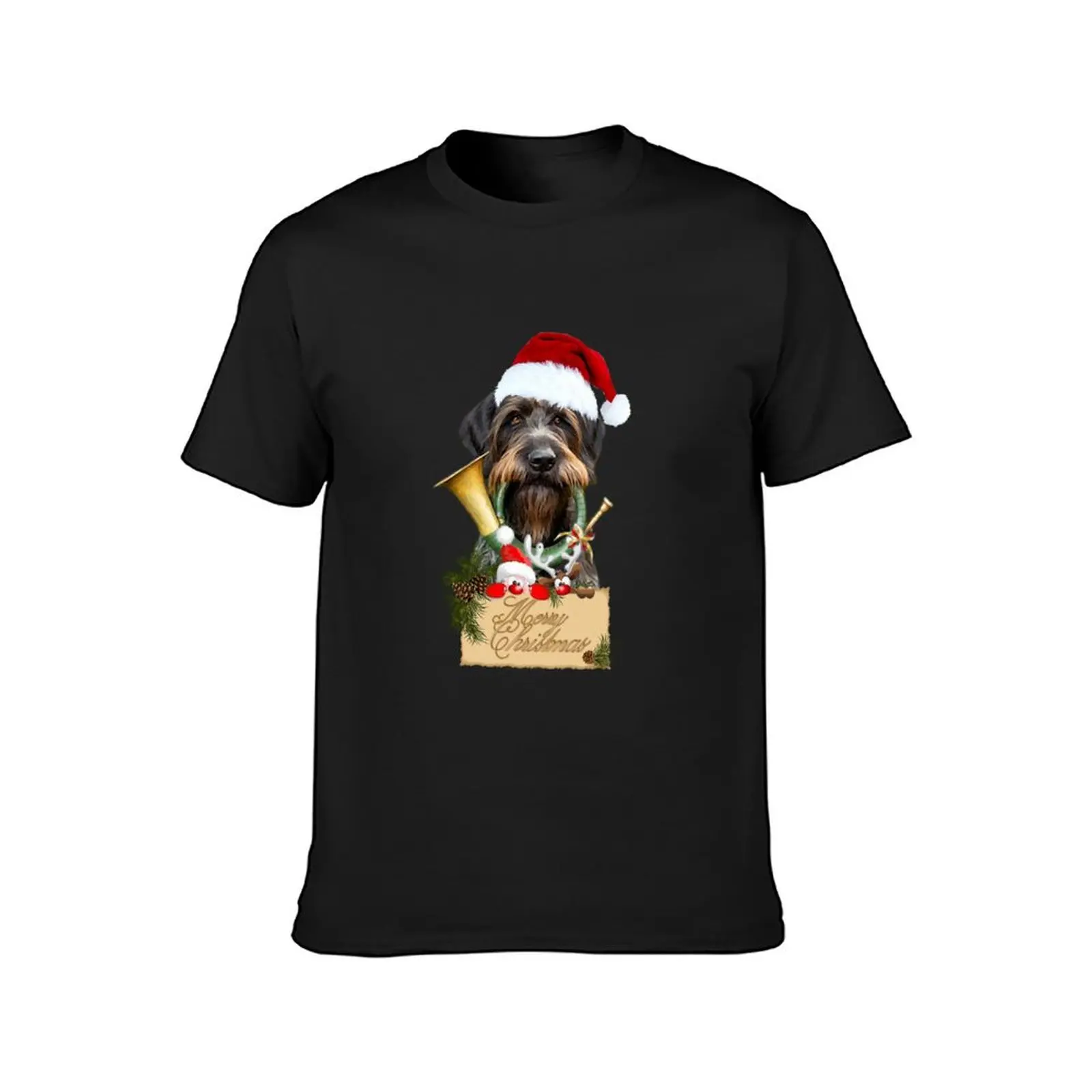 Wirehaired Pointer, Dog Christmas T-Shirt quick drying customizeds vintage customs mens vintage t shirts