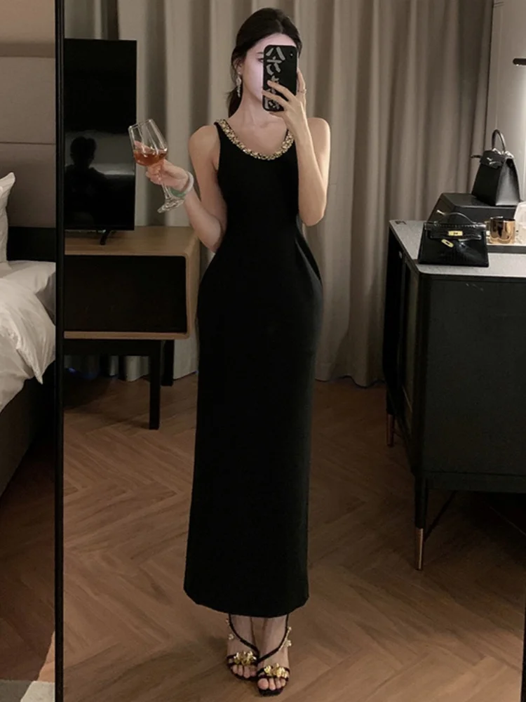 SMTHMA di Alta Qualità di Nuovo Modo Luce di Lusso In Rilievo O-Collo del Vestito delle Donne di Abbigliamento Temperamento Socialite Partito Abiti Lunghi