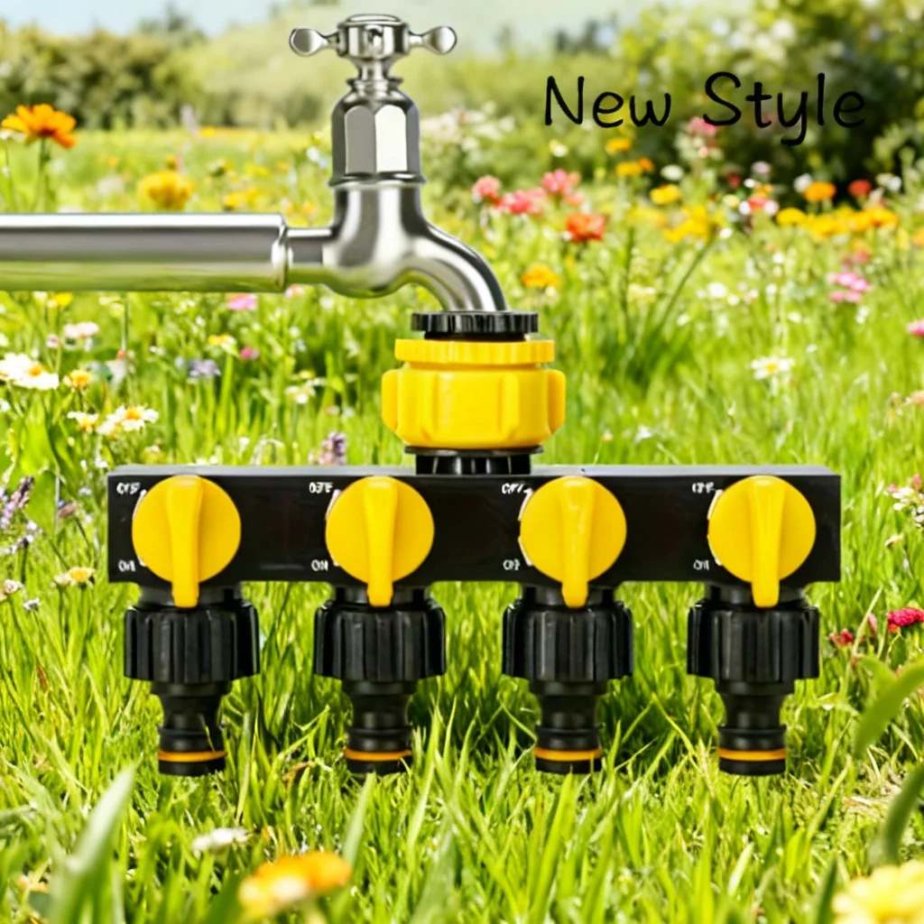 Garden Hose Pipe Splitter 4-Way Faucet Diverter Tap Hose Connector Splitter Four Independent Switches For Home Lawn Irrigation