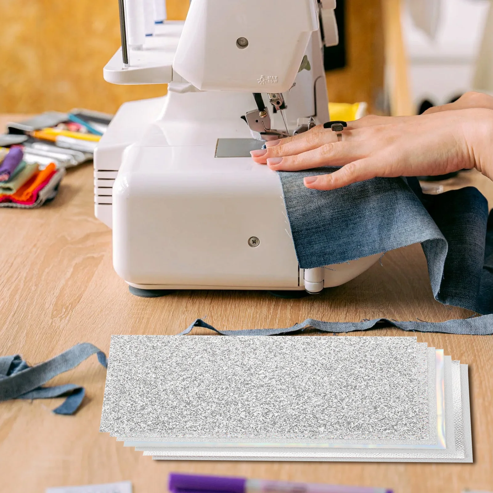 

7pcs Faux Sheets Pu Fabric Craft Material For Diy Bows Earrings Phone Cases Bags Holiday Decor Glitter Artificial