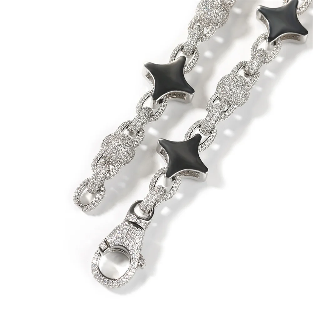 Icedminer 17mm Star Chain Iced Out Cuban Link Chain Bracelets for Men Women Brass Zircon Hip Hop Jewelry Free Shipping view 5