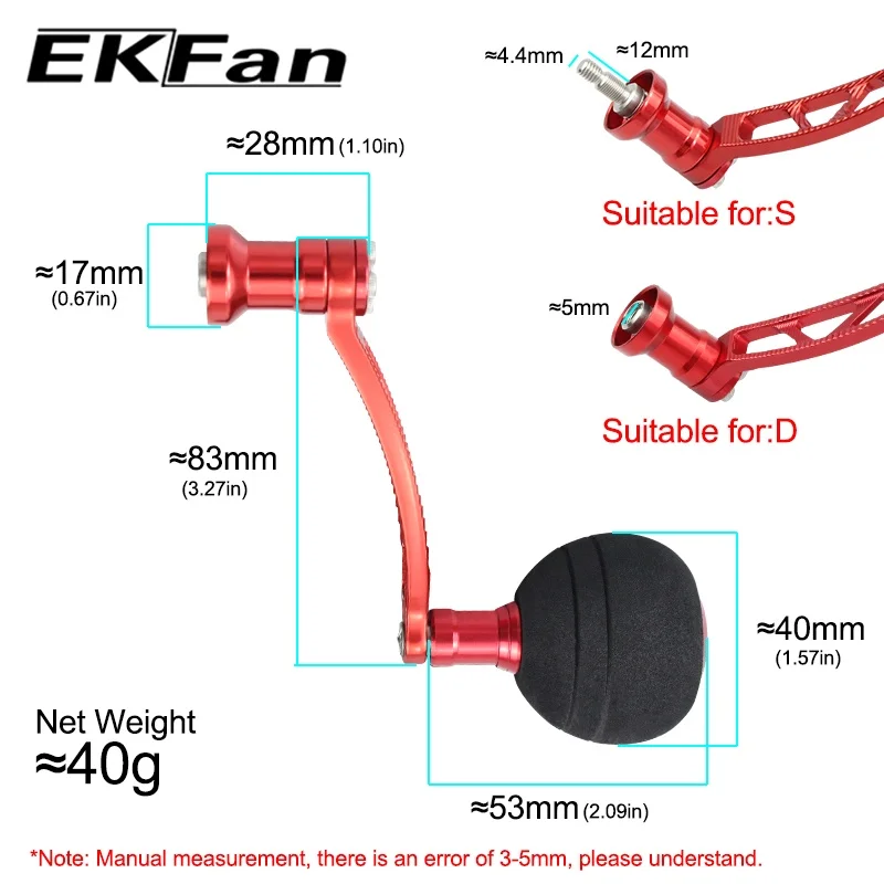 Ekfan EVA manopola + bobina di pesca in lega di alluminio maniglia bobina di filatura SUITBLE per DAI & SHI lunghezza 83mm fai da te