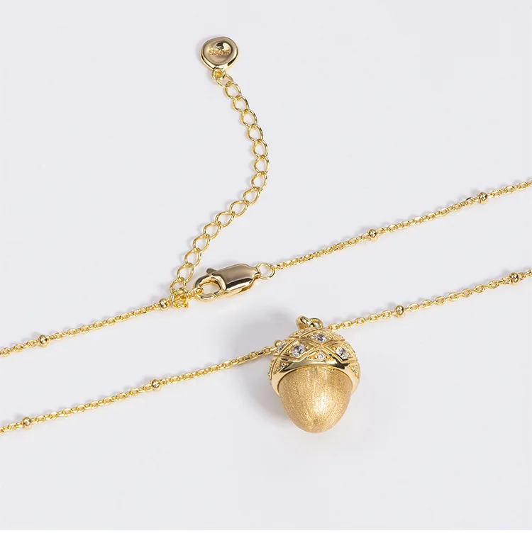 S925 Sterling Silver Pinecone Necklace Light Luxury Niche Versatile Women Sweater Chain Jewelry