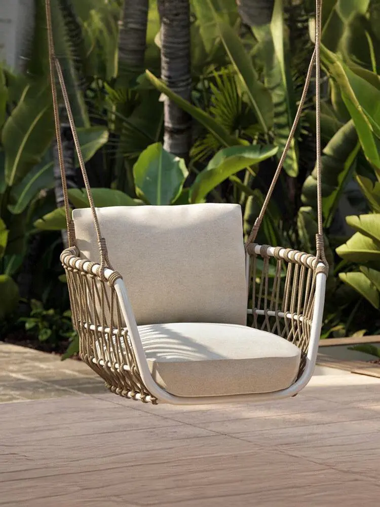 

！@Nordic-Style Waterproof PE Rattan Swing Hammock Chair for Homestay Balconies Indoor and Outdoor Courtyards of Villas