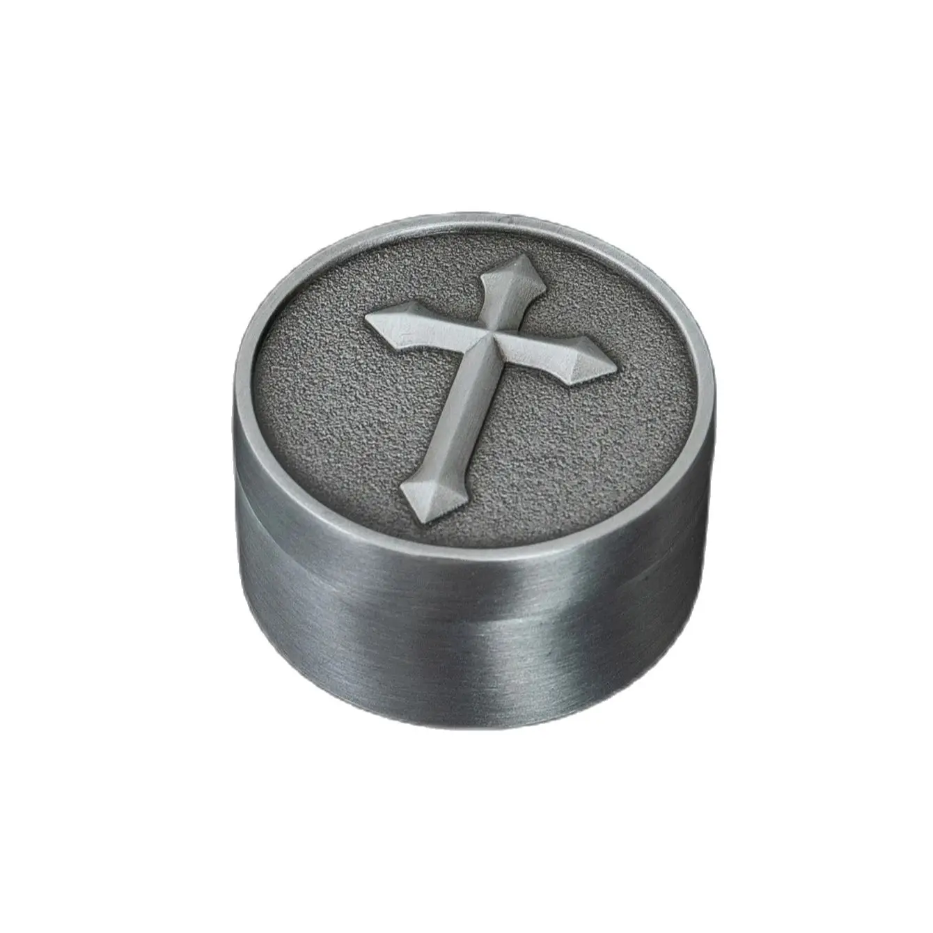 Retro metal crafts mini cologne paste small box sealed solid paste carry-on round cross jewelry box