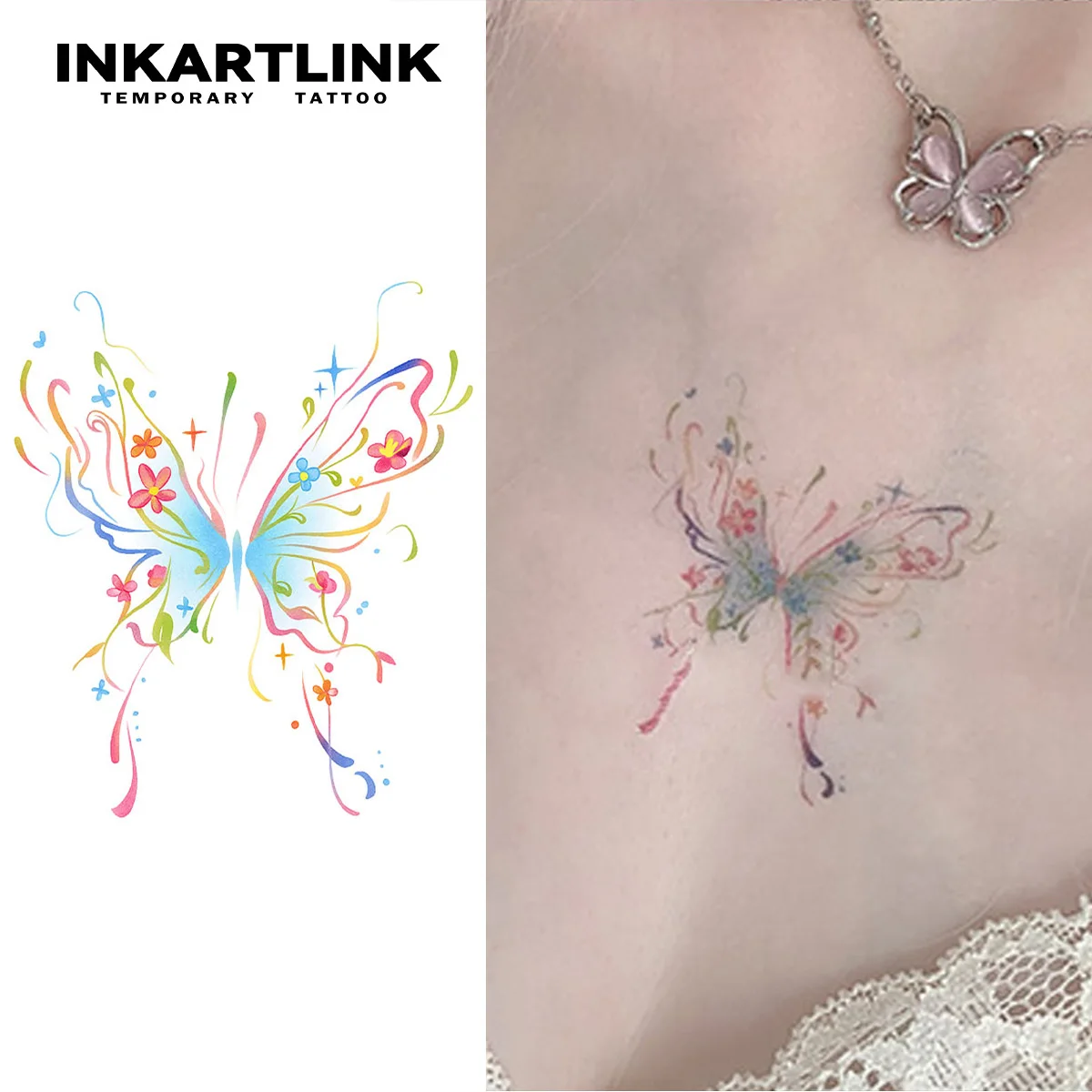

INKARTLINK Temporary Tattoo Stickers Waterproof Color Printing Art Design Butterfly Temporary Tattoo Party Supplies DIY Stickers