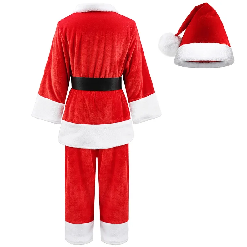 ملابس سانتا كلوز للأطفال مجموعة أزياء تنكرية لحفلات رأس السنة الجديدة مع حزام قبعة للأولاد ملابس لعب الأدوار في حفلات رأس السنة الجديدة #2