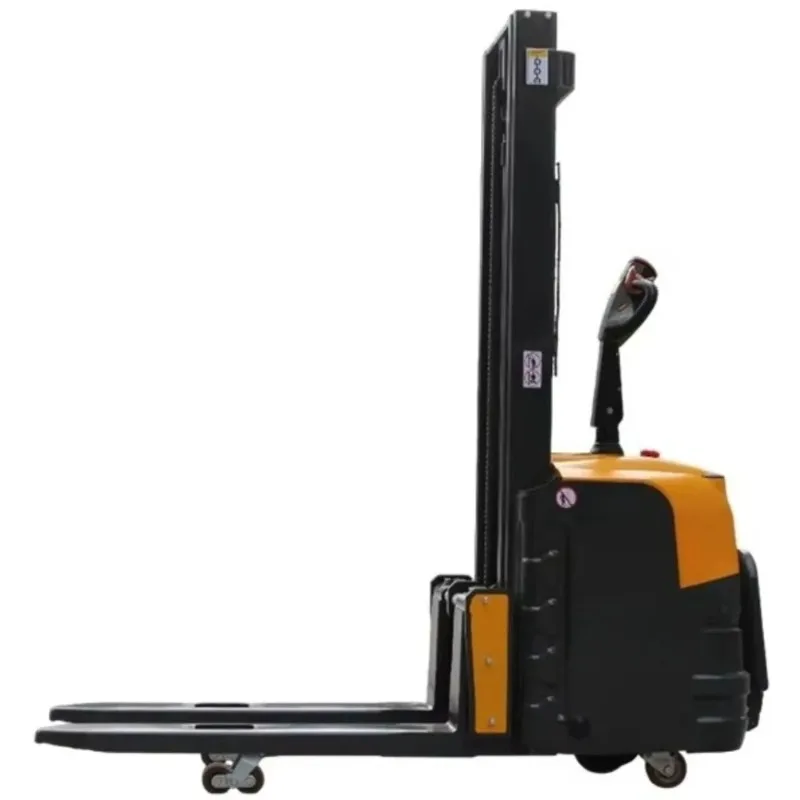 1.5T 2T Full Electric Stand-on Stacker Battery Powered Pallet Stacker Forklift Small Lift Truck for Warehouse