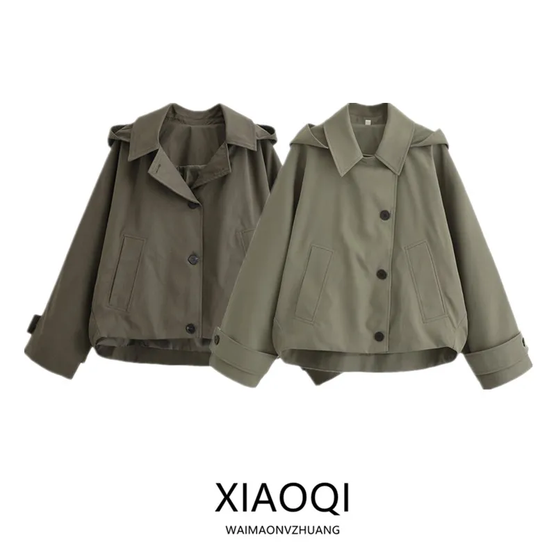 

Fall 2025 New Women's Long Sve Batwing Coat Waterproof Design Faion Outerwear Ele Lady's Windbreaker 058242