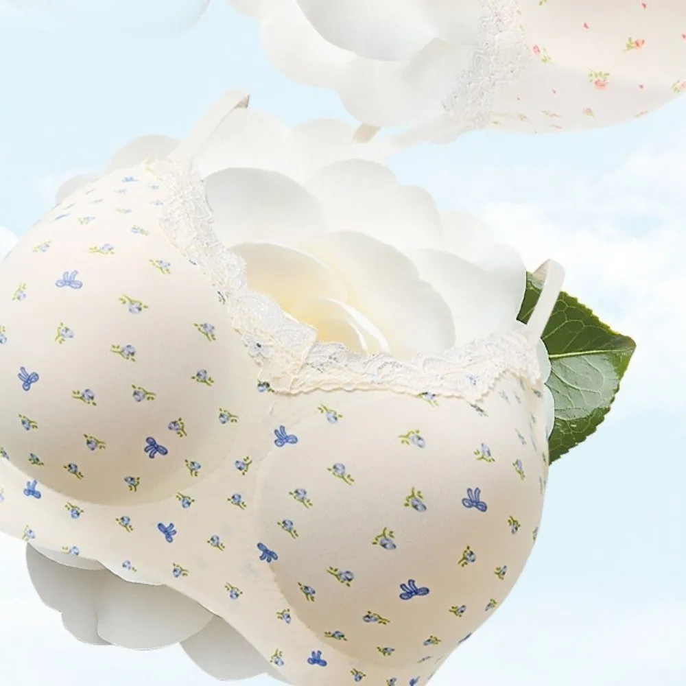 Spurloser Spitzen-BH ohne Bügel, V-Ausschnitt, mit Blumenmuster und Schleife, Gittermuster, für Damen, stoßdämpfend, formstabil, Push-up-Unterwäsche, Sport-BH. – Detail 13