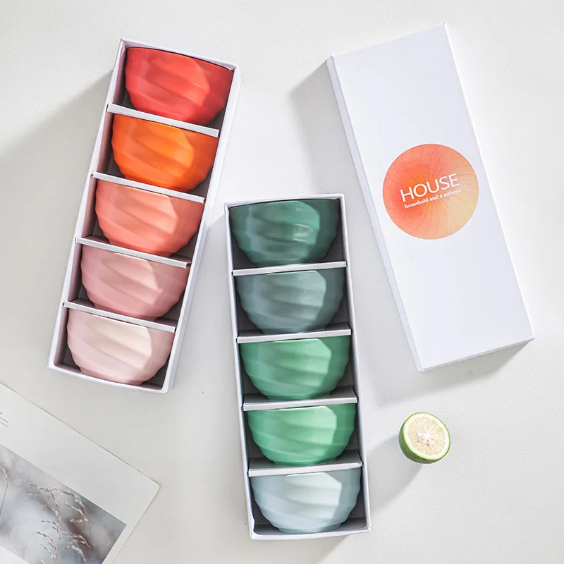 1 Set Creative Rice Bowl Gradient Ceramic Rice Bowl Home Wedding Gift Personalized High-quality Tableware Household Goods