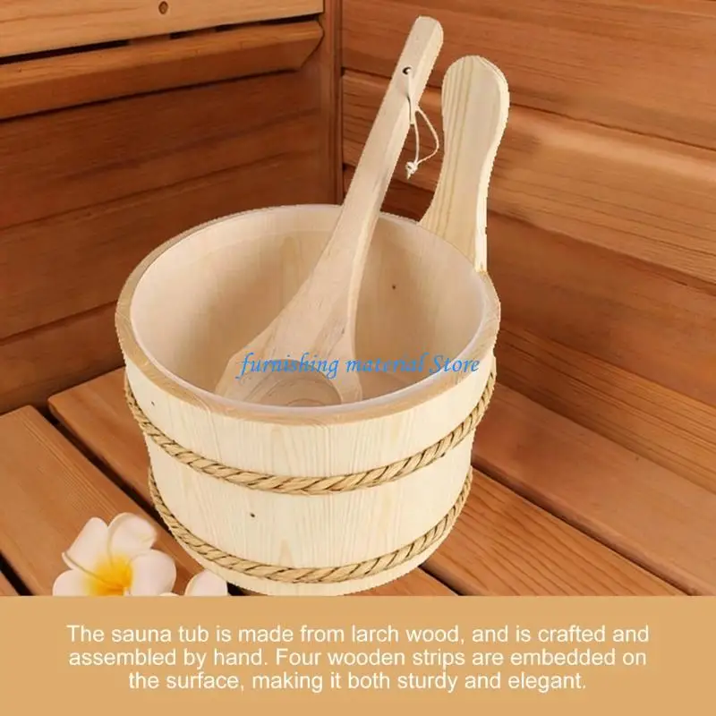 

Y5GD Sauna Accessories Bucket with Line & Hanging Spoon Suitable for Steam Room
