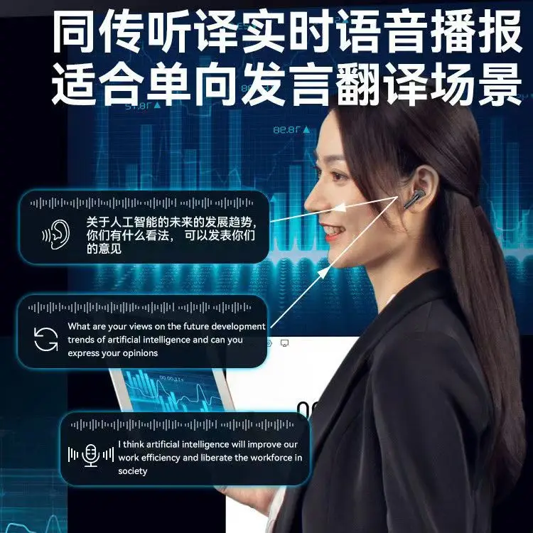 Populaire, draadloze Bluetooth-headset AI-conferentieheadset, realtime vertaling
