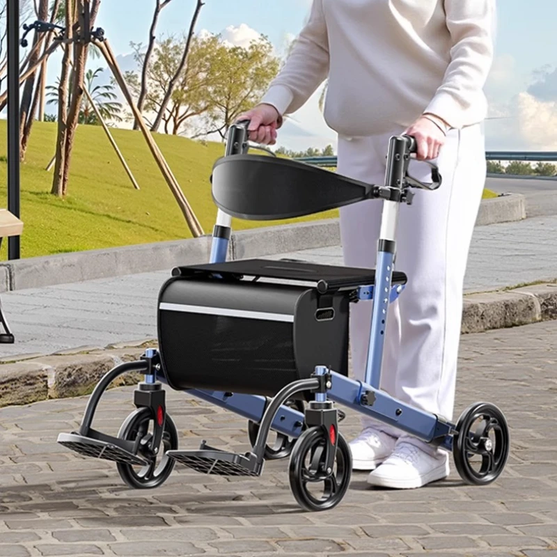 Walker Aids for The Elderly Rehabilitation Walking Anti-Fall Adjustable Folding Walking Rollator Carts with Arm Support Walkers