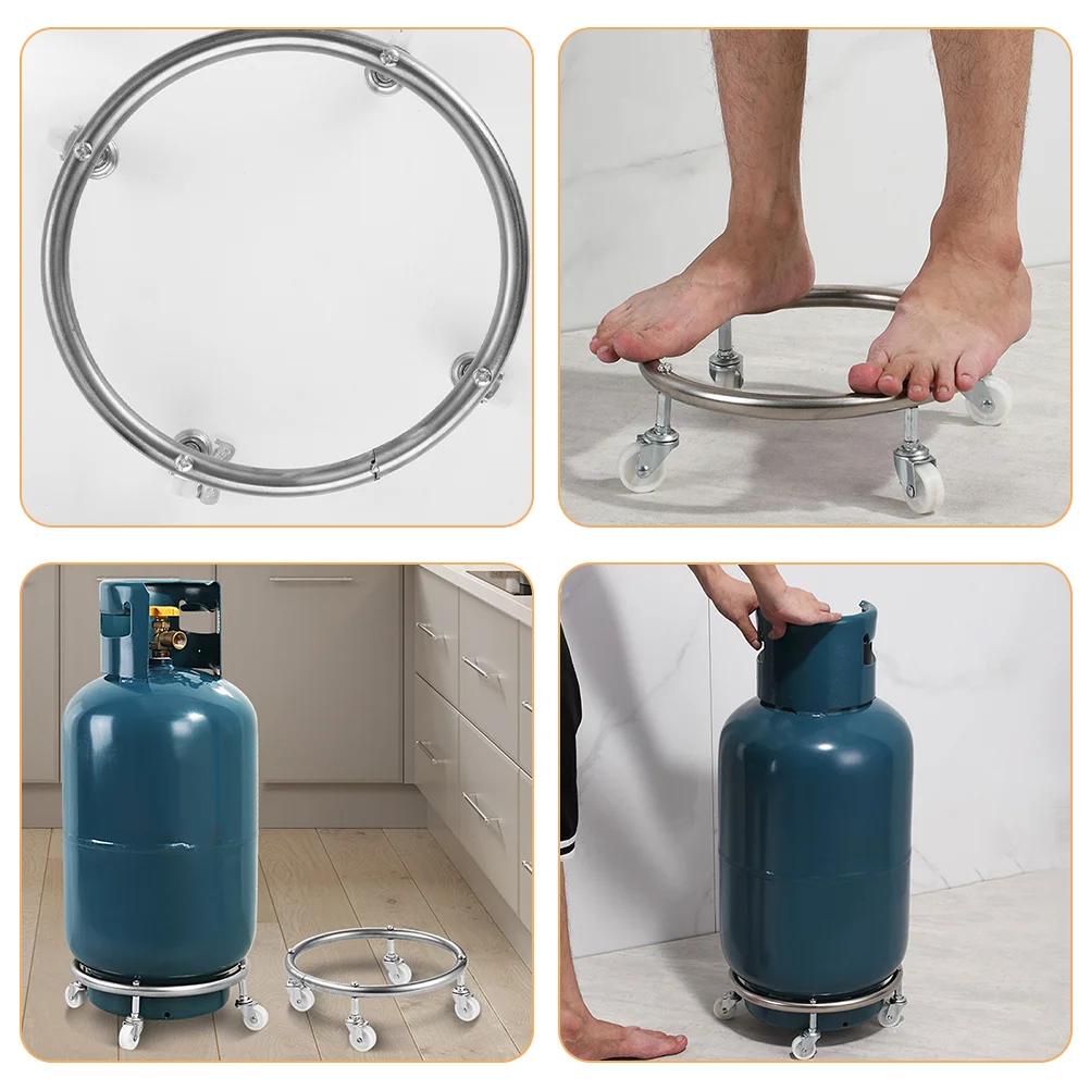 Soporte móvil para botella de Gas, tanque de propano, soporte móvil para Dolly, acero inoxidable plateado para el hogar