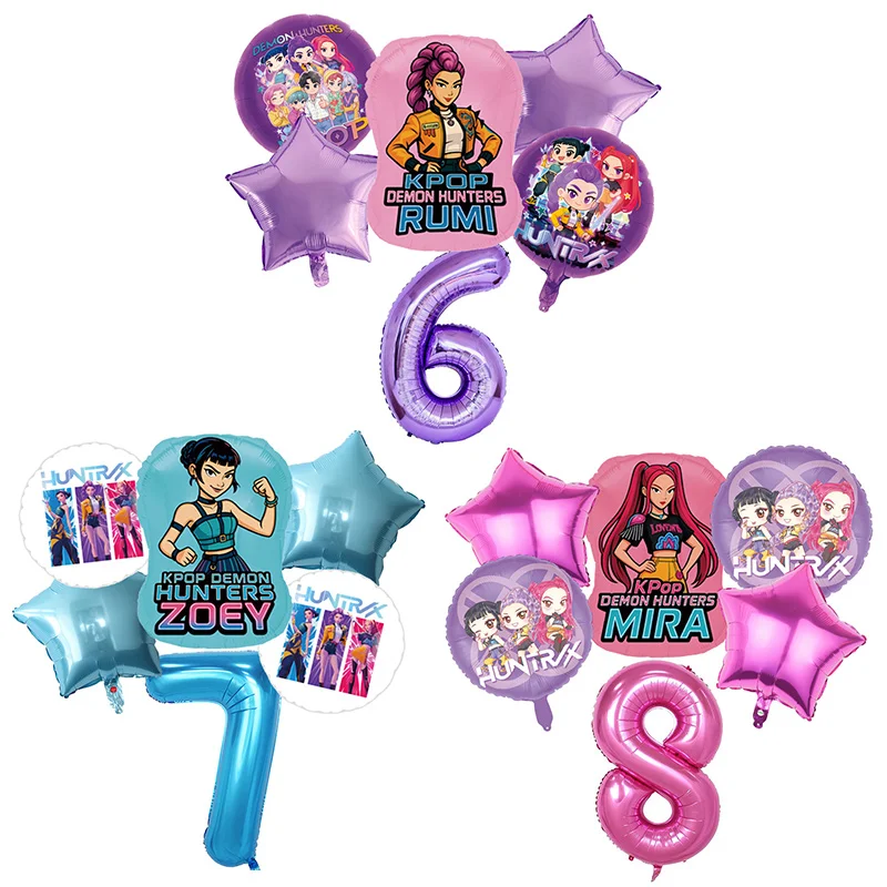 

Набор воздушных шаров с номером Demon Hunters Kpop, 6 шт., товары для вечеринок для девочек, воздушные шары, костюм, фольгированный воздушный шар, декор, инструмент, реквизит для детского душа, подарок для ребенка