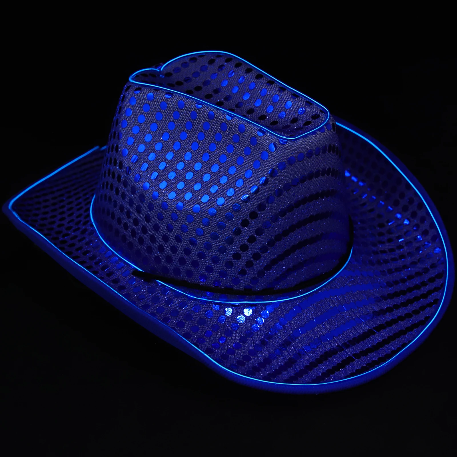

Glowing Sequin Cowgirl Light Up Led Party Hat For Women Sparkly Stage Costume Decorations Halloween Cosplay Accessory