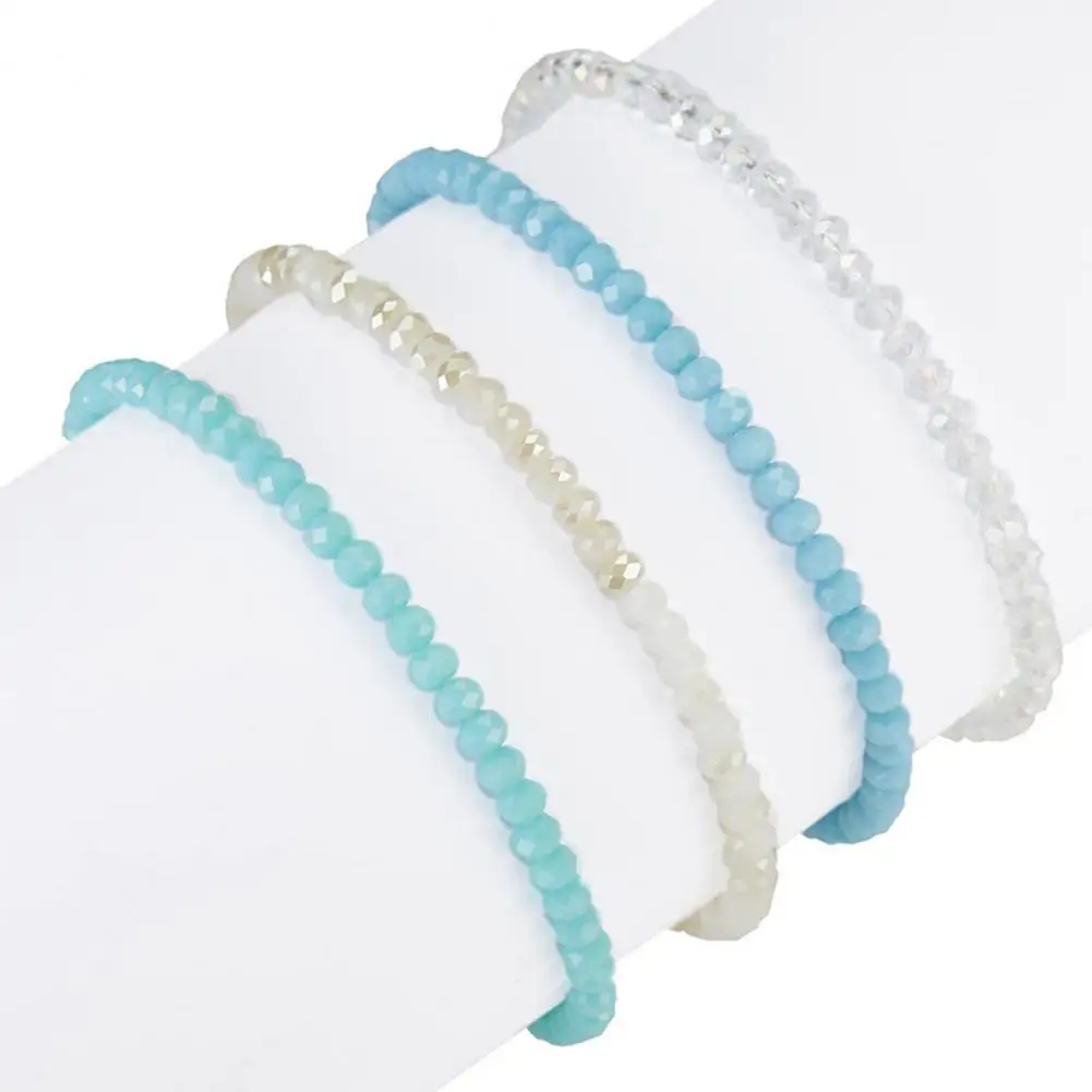 Comfortable to Wear Accessory 4pcs Beach Bracelet Set Fine Workmanship Stacked Faux Bracelets Non-fading Versatile for Wear
