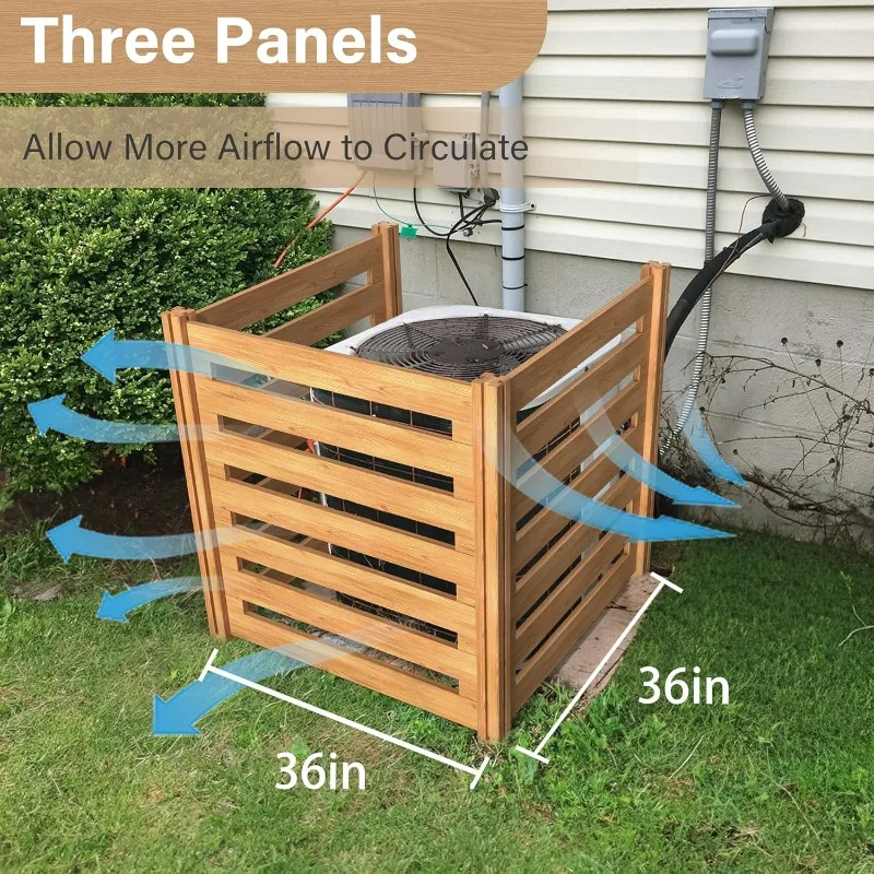 Air Conditioning Fence Wood Compost Bin 3 Panels 36