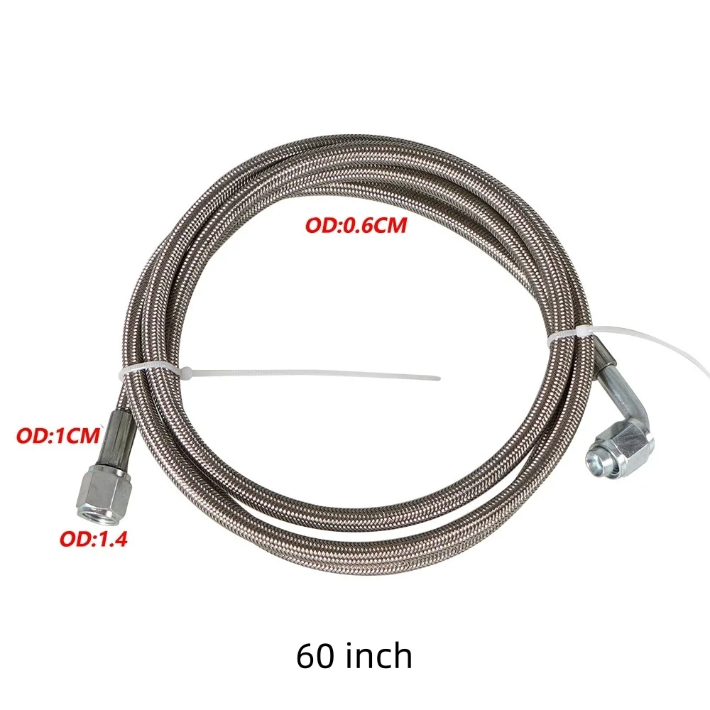 Línea de alimentación de aceite turbo con núcleo interno de PTFE de acero trenzado 60", -4AN AN4 con hembra de 90 grados