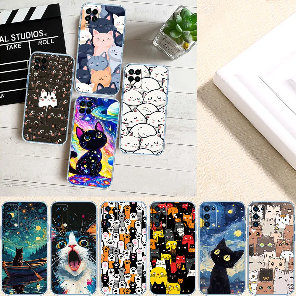 MI9 Cat Kitten Meow Soft Shell Transparent Phone Case for Samsung Galaxy A04 A04S A14 A23 A34 A54 M23 M33 M52 M53