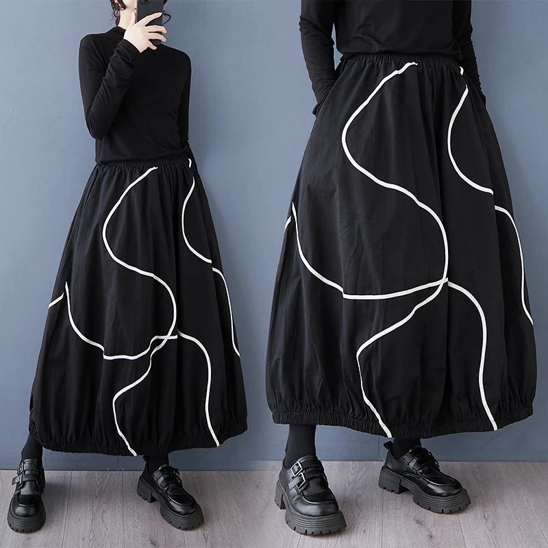 

Юбка женская с высокой талией и абстрактным принтом, модная, универсальная, весна-осень, серия K, модель SVE