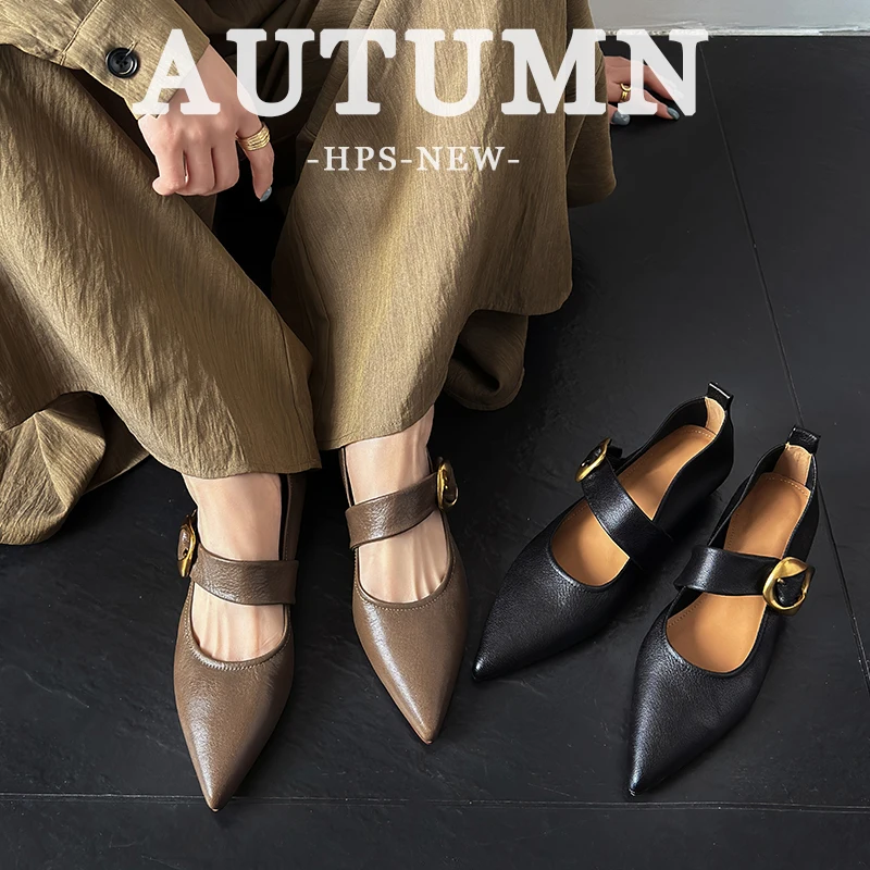 

2025 spring autumn women pumps natural leather 22-24.5cm soft sheepskin+cowhide+pigskin full leather Mary Jane shoes women shoes