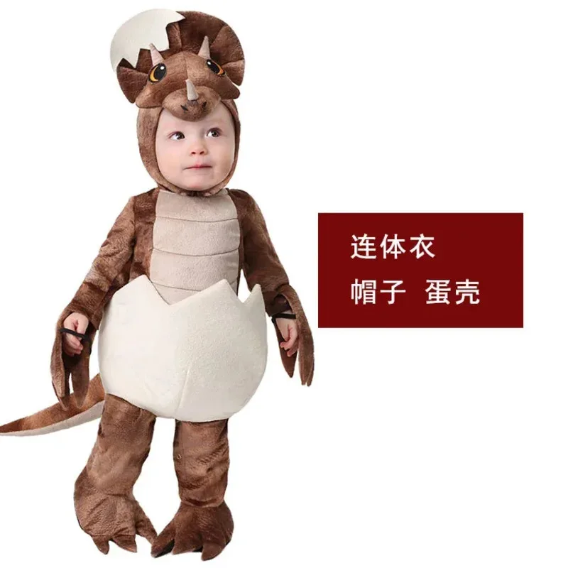 

2025 11 New Halloween Child Kid Baby Clothes Jurassic Period Dinosaur Triceratops Tyrannosaurus Cosplay Costume Cute Sui