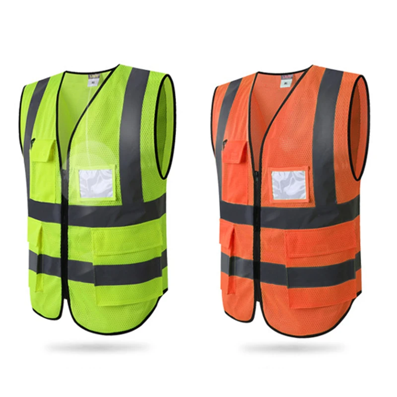 High Visibility Reflective Safety Protective Vest Work Security Pockets Zip  For Road Construction Night Travel Outdoor Sports