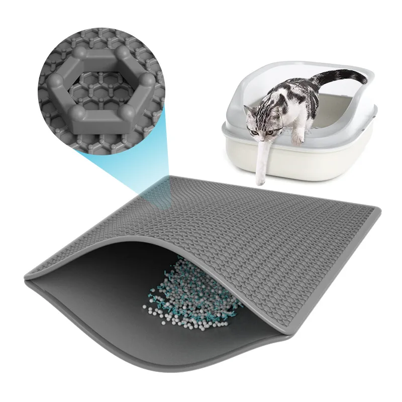 Katzentoilettenmatte, wasserdicht, doppellagiges Design, rutschfest, Sandfang, Haustier-Toilettenmatte, waschbar, saubere Unterlage für die Hygiene von Haustieren