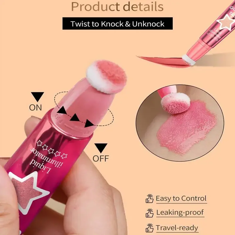 Heallor liquid Shimmer Face Liquid Blusher Smooth Cheek Eye lip Blush Highlighter Liquid Illuminator Highlighter Beauty Wand Hig