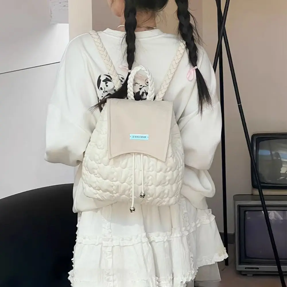 Academy Style Women's Drawstring Backpack Casual PU Simple Versatile Girls Backpack Adjustable Schoolbag