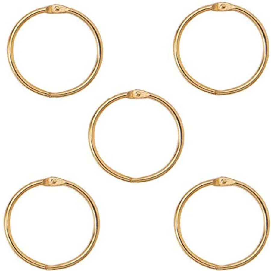 

2 Inch 5 Pack Loose Leaf Binder Rings, Nickel Plated Steel Binder Rings, Keychain Key Rings, Metal Book Rings, Golden, for Scho