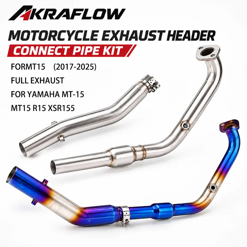 Motorcycle Exhaust Header Connect Pipe Kit for Yamaha YZF-R125 MT125 XSR125 2019-2026 R15 MT15 XSR155 2017-2026 Moto Accessories