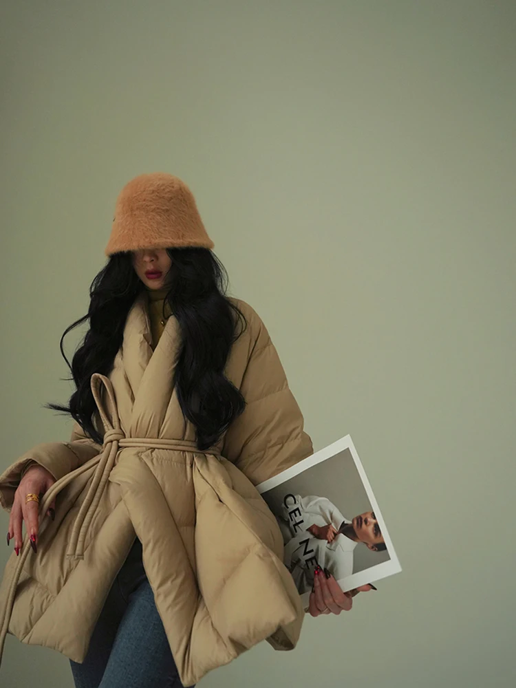 

Пуховик Aconiconi Chestnut Mocha средней длины, легкий, для зимы, городской стиль, из полиэфирного волокна