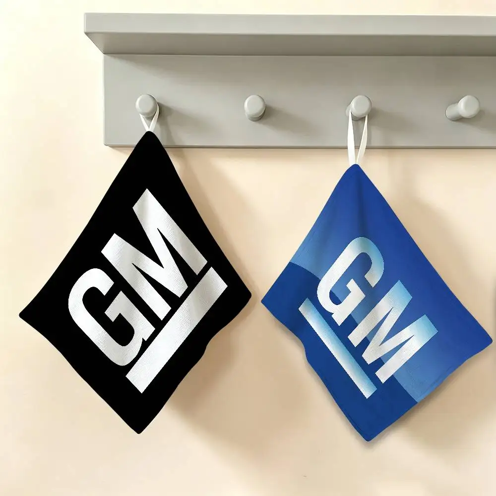 Logo G-General M-Motors Thickened Polyester Cotton Hanging Towel, High Absorbent Hand Wiping Towel for Indoor Use