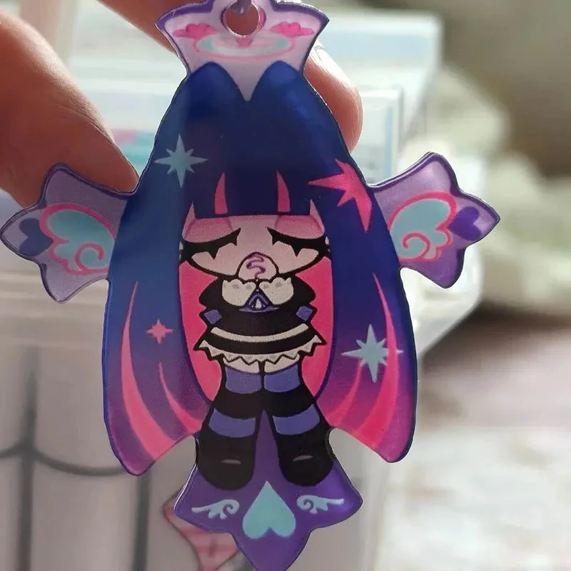 Anime Panty Stocking with Garterbelt Stocking Panty Cosplay Keychain Kawaii Acrylic Pendant Keyring Key Chain Bag Decoration image 6